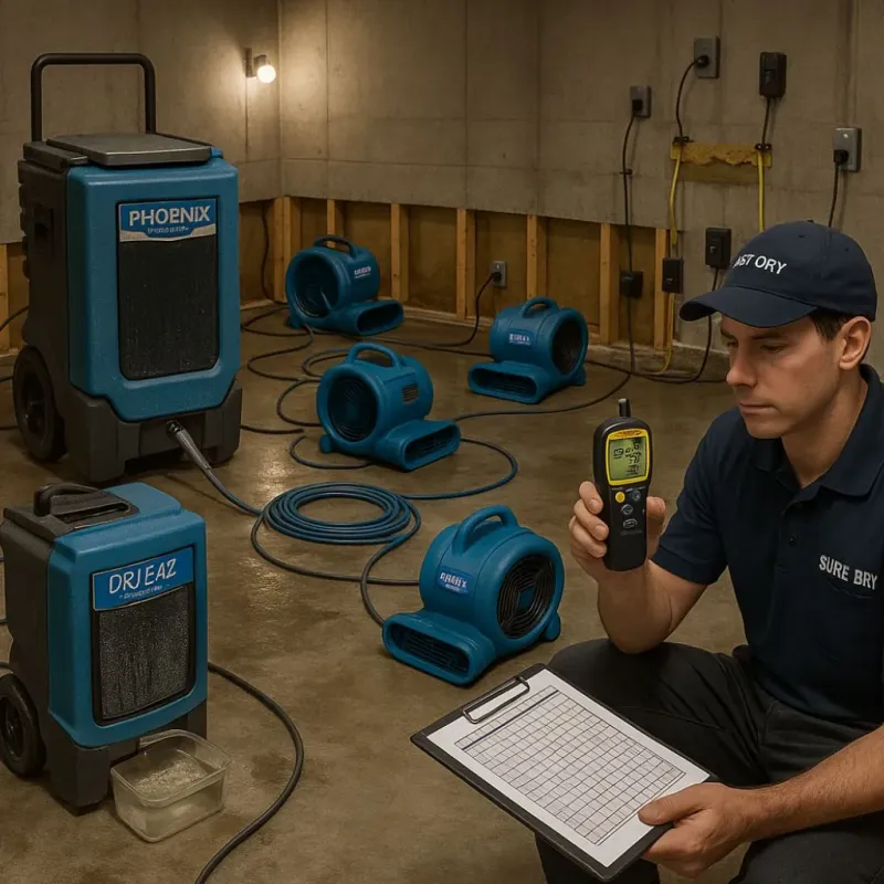 Structural Drying and Dehumidification process in Oliver County, ND
